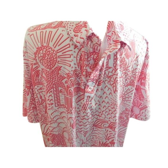 Yatta Golf Size L Large Men's Artsy Palm Tree Print Golf Shirt - Picture 2 of 2